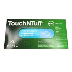 🎁 Ansell TouchNTuff AHP92675XL Disposable Blue Nitrile Gloves, XL 100 Count